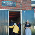 Dressed in traditional Volendam costume, our host welcomes us to their cheese farm